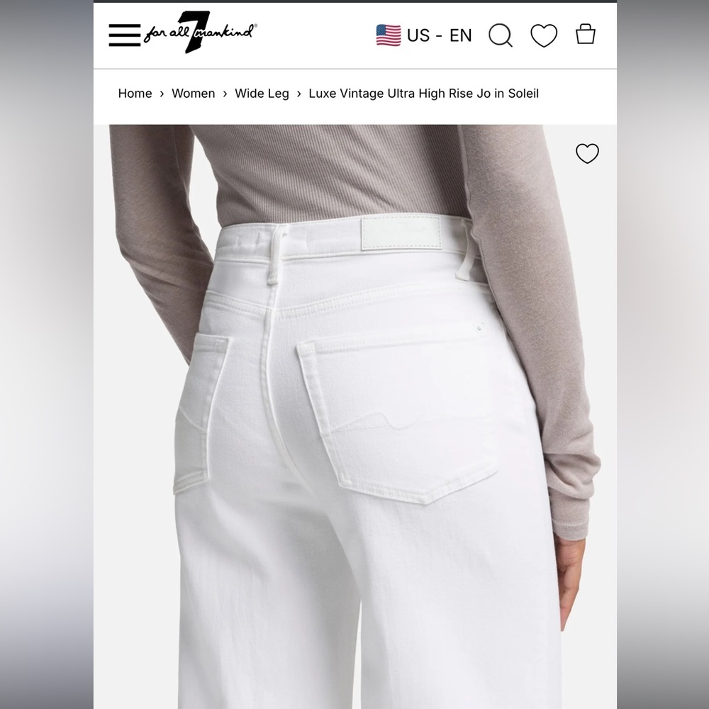 Seven 7 for All Mankind Jo Lux White Wide Leg Jean High Rise 29 - Picture 6 of 16